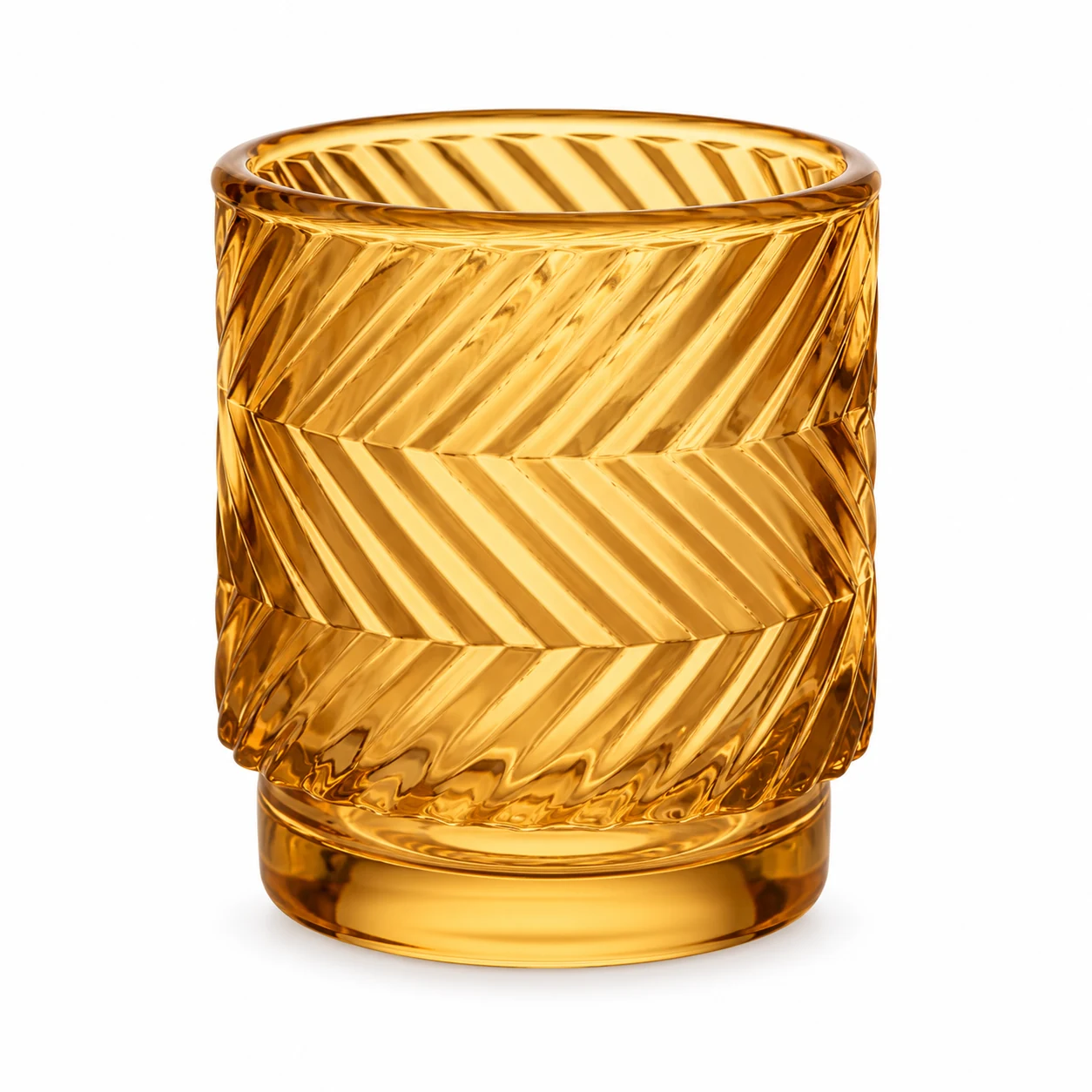 180ml Chevron Pedestal Glass Candle Jar - VSS-CJ-057 — amber