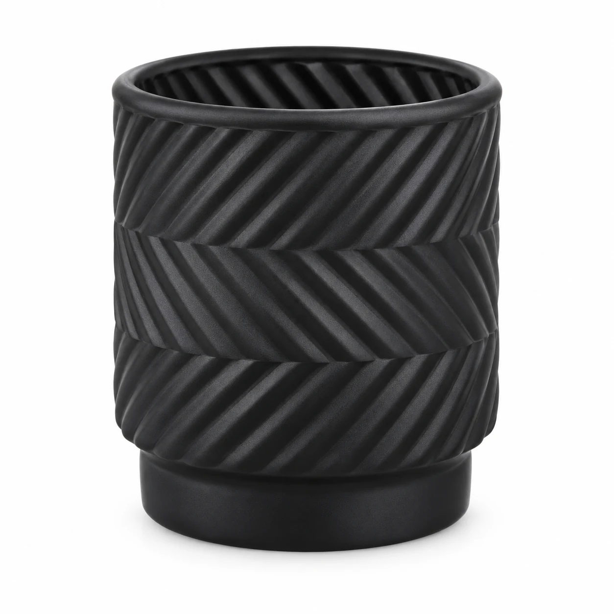 180ml Chevron Pedestal Glass Candle Jar - VSS-CJ-057 — black