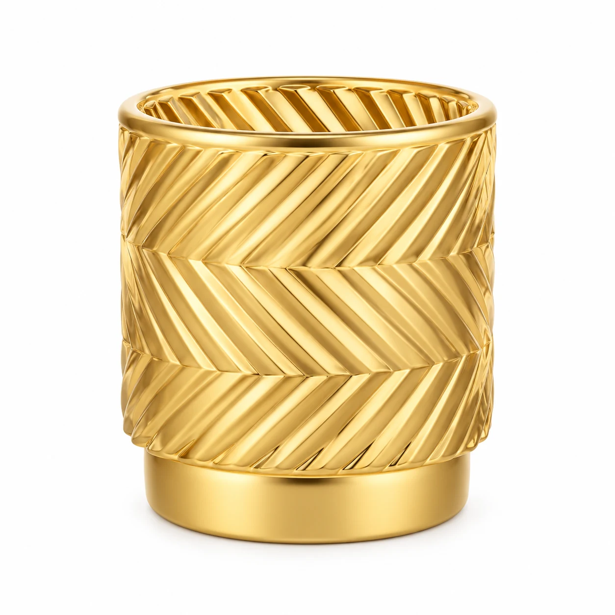 180ml Chevron Pedestal Glass Candle Jar - VSS-CJ-057 — gold