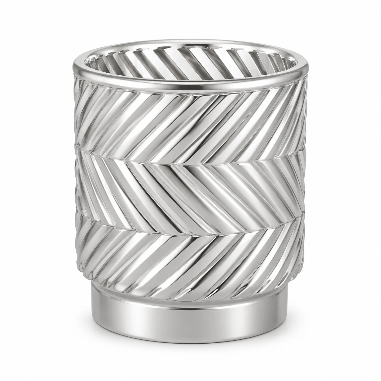 180ml Chevron Pedestal Glass Candle Jar - VSS-CJ-057 — silver
