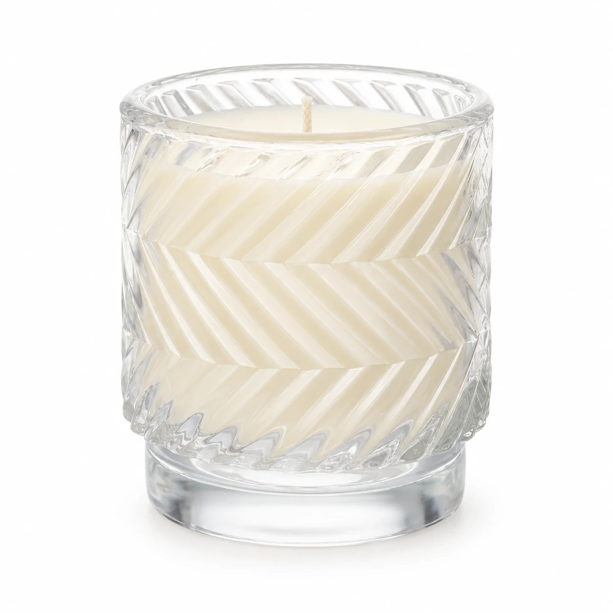 180ml Chevron Pedestal Glass Candle Jar - VSS-CJ-057 — clear wax