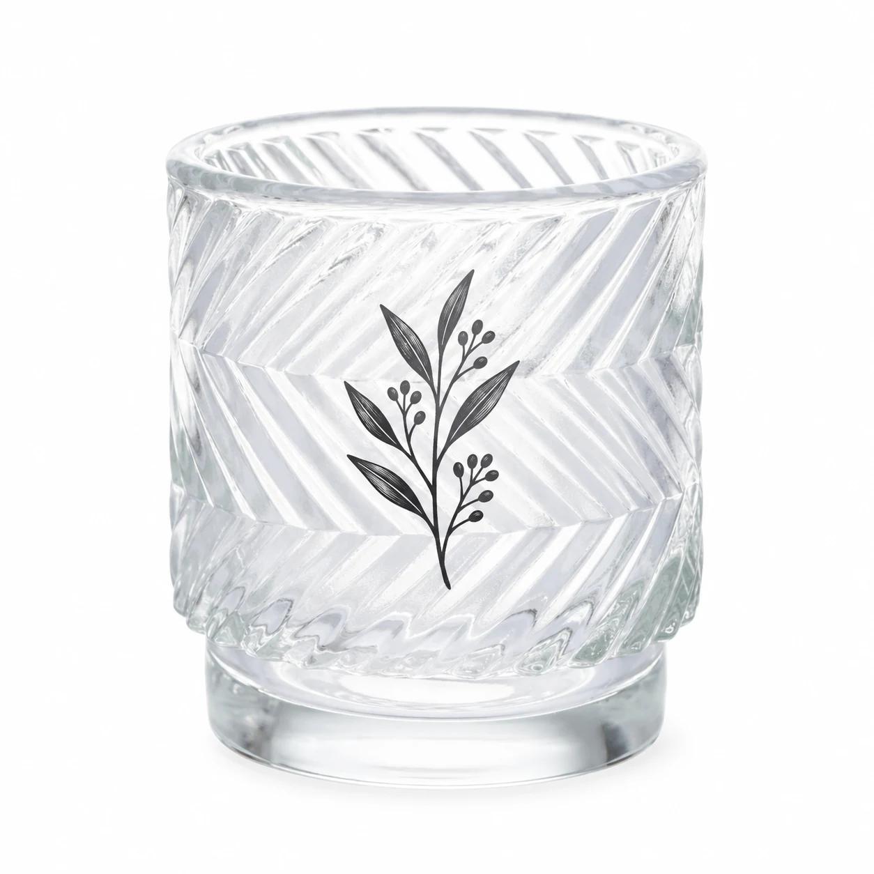 180ml Chevron Pedestal Glass Candle Jar - VSS-CJ-057 — screen printing