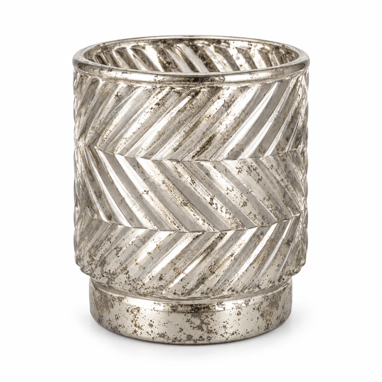 180ml Chevron Pedestal Glass Candle Jar - VSS-CJ-057 — silver corroded