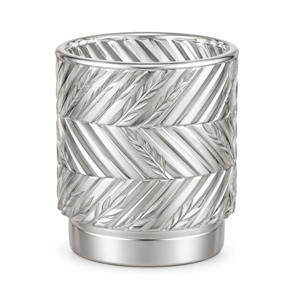 180ml Chevron Pedestal Glass Candle Jar - VSS-CJ-057 — silver engraved
