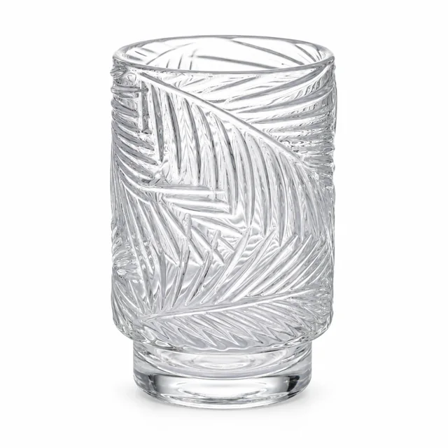 450ml Leaf-Pattern Pedestal Glass Candle Jar - VSS-CJ-058 — clear