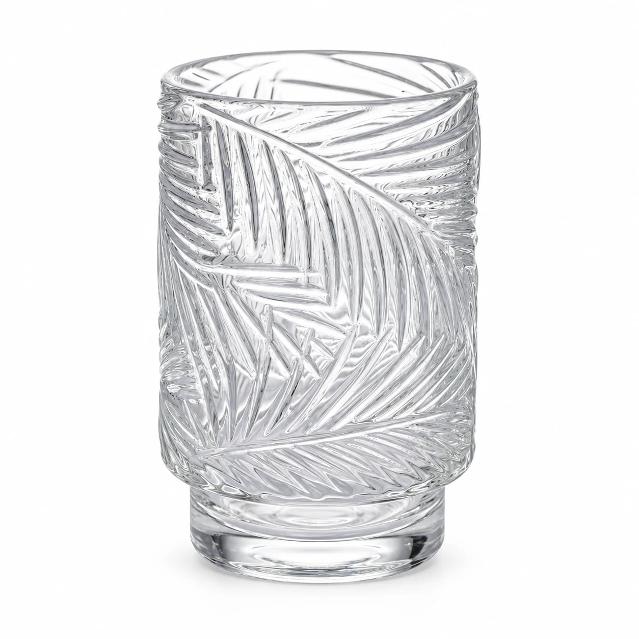 450ml Leaf-Pattern Pedestal Glass Candle Jar - VSS-CJ-058 — clear