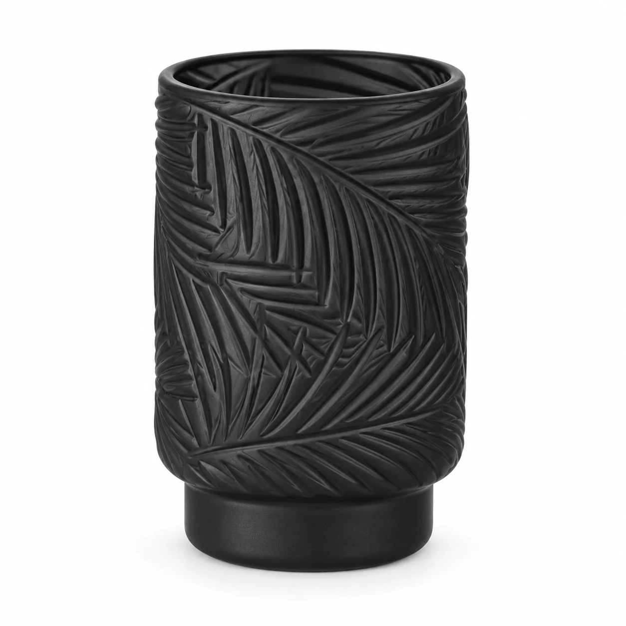 450ml Leaf-Pattern Pedestal Glass Candle Jar - VSS-CJ-058 — black