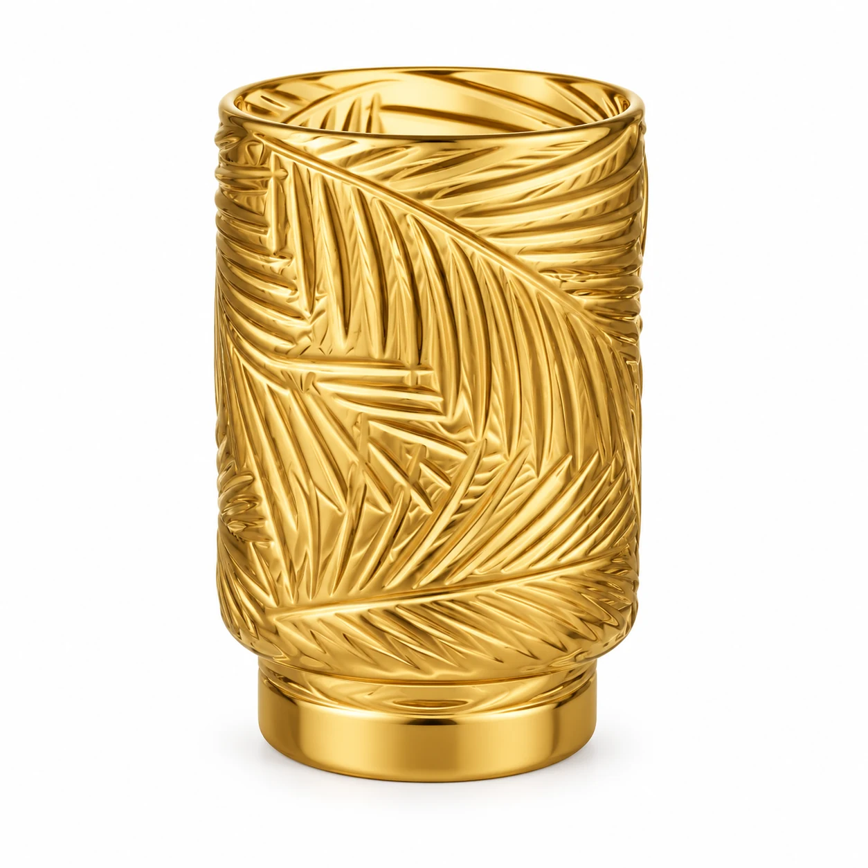 450ml Leaf-Pattern Pedestal Glass Candle Jar - VSS-CJ-058 — gold