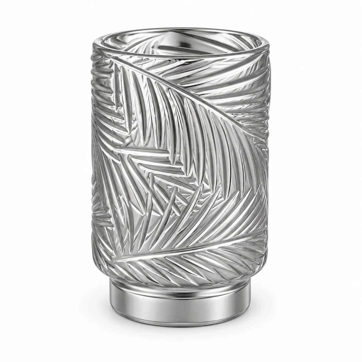 450ml Leaf-Pattern Pedestal Glass Candle Jar - VSS-CJ-058 — silver