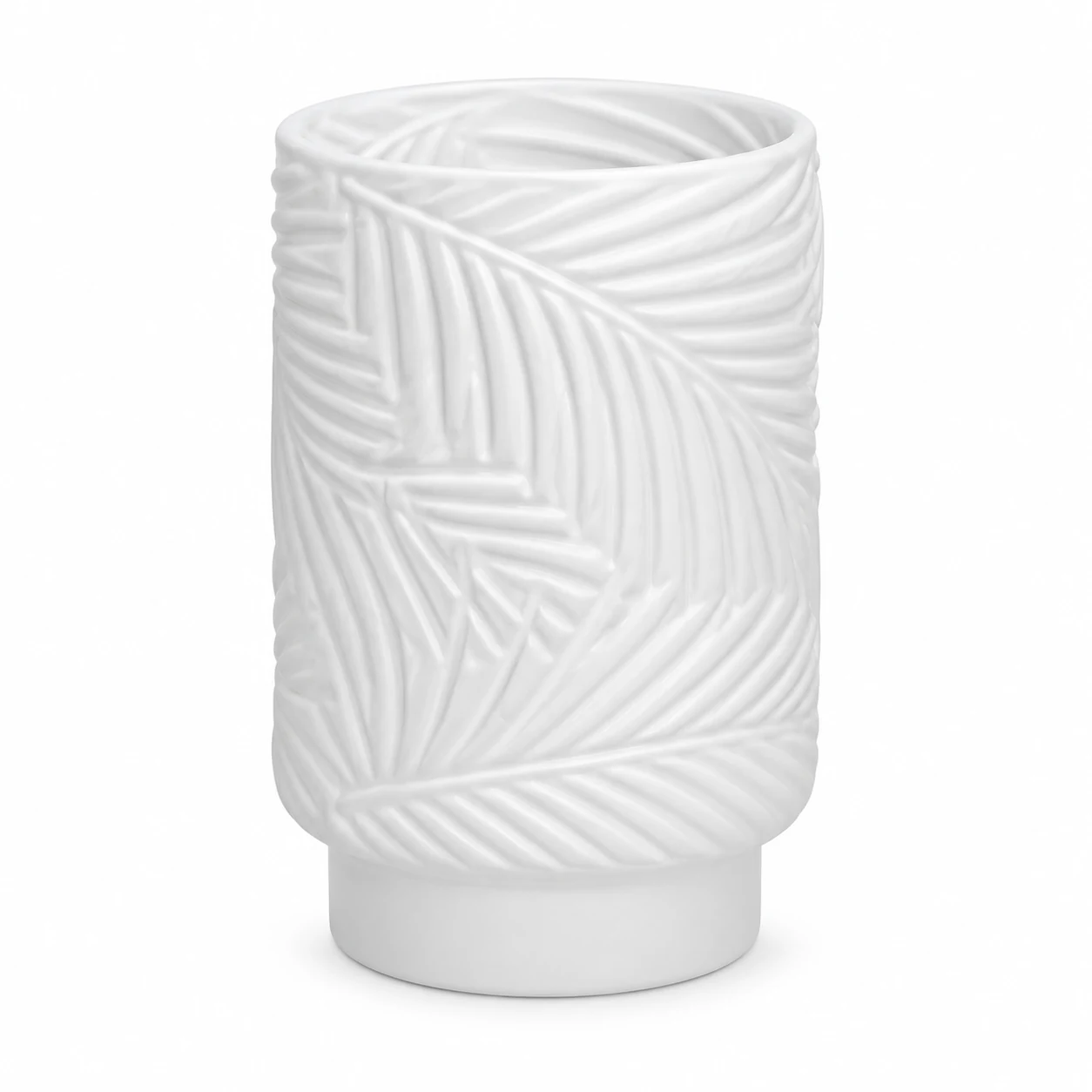 450ml Leaf-Pattern Pedestal Glass Candle Jar - VSS-CJ-058 — white