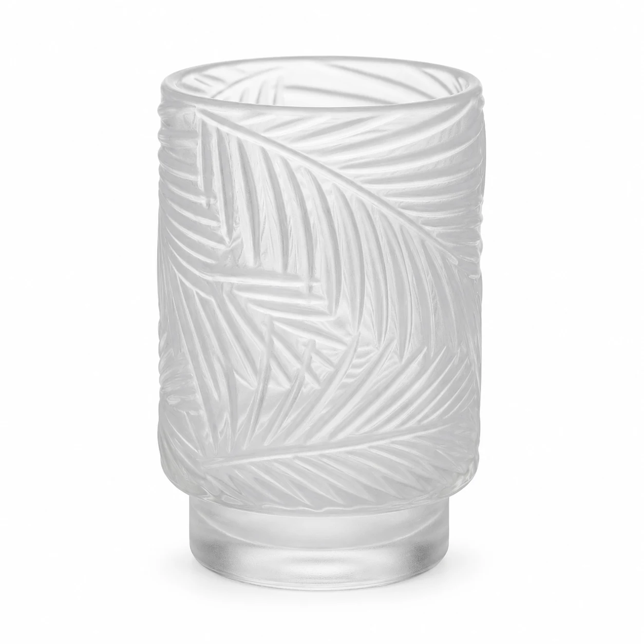 450ml Leaf-Pattern Pedestal Glass Candle Jar - VSS-CJ-058 — frosted