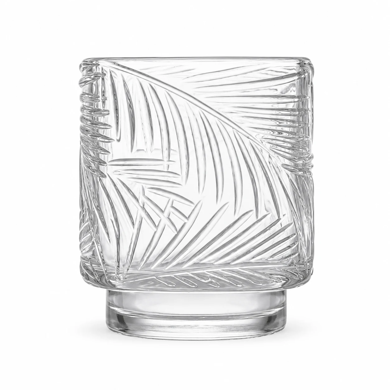 180ml Leaf-Pattern Pedestal Glass Candle Jar - VSS-CJ-059 — clear