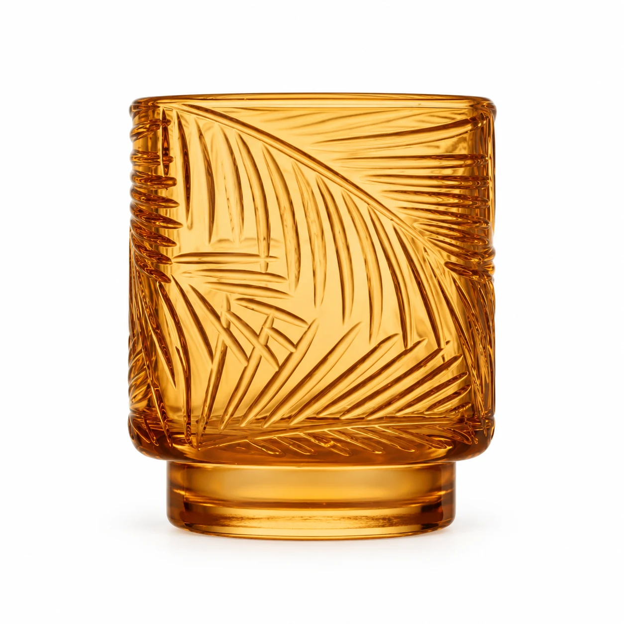 180ml Leaf-Pattern Pedestal Glass Candle Jar - VSS-CJ-059 — amber