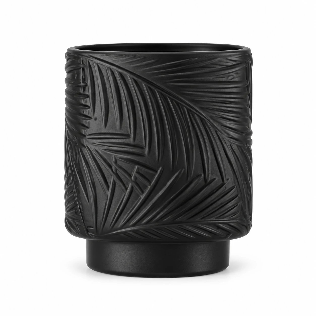 180ml Leaf-Pattern Pedestal Glass Candle Jar - VSS-CJ-059 — black