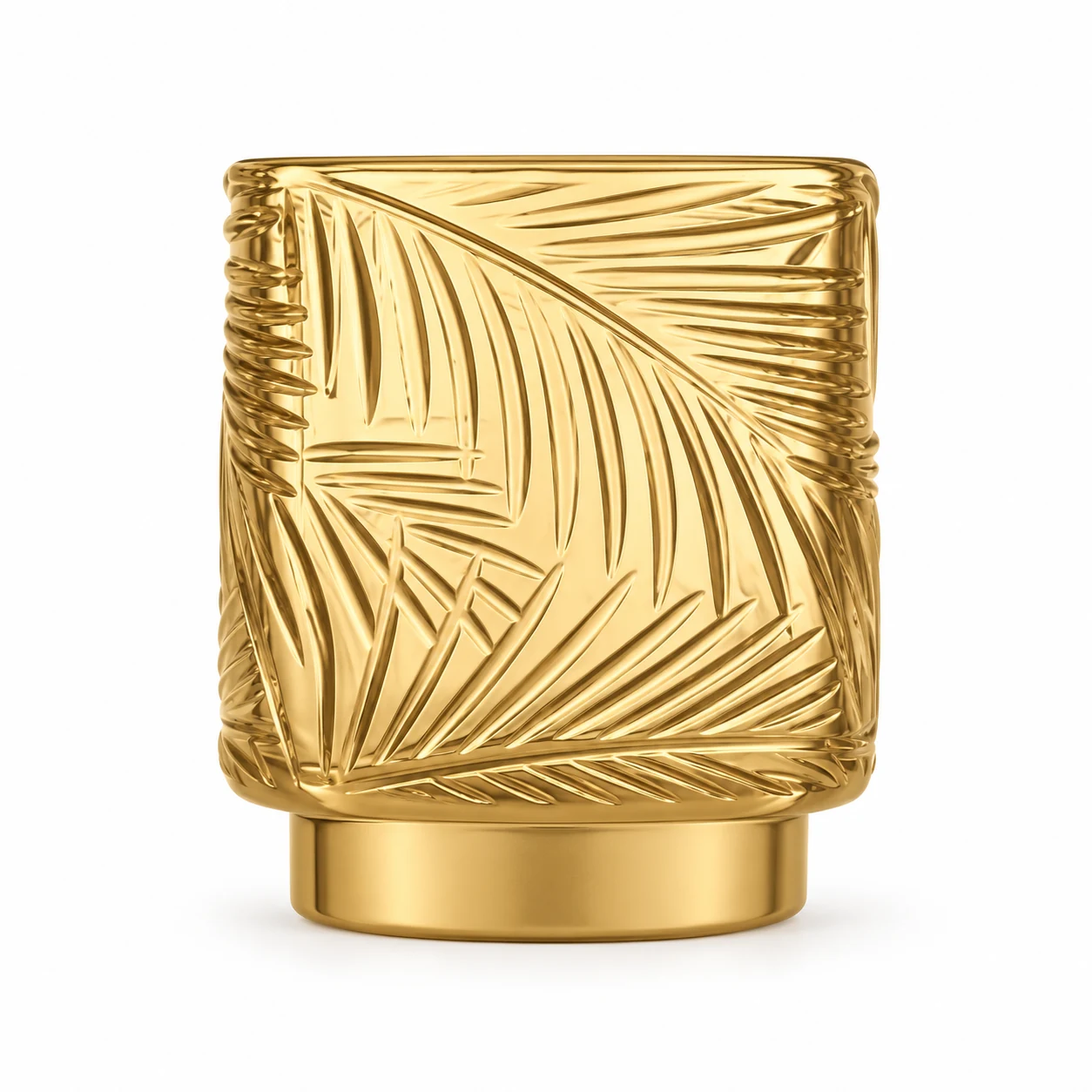 180ml Leaf-Pattern Pedestal Glass Candle Jar - VSS-CJ-059 — gold