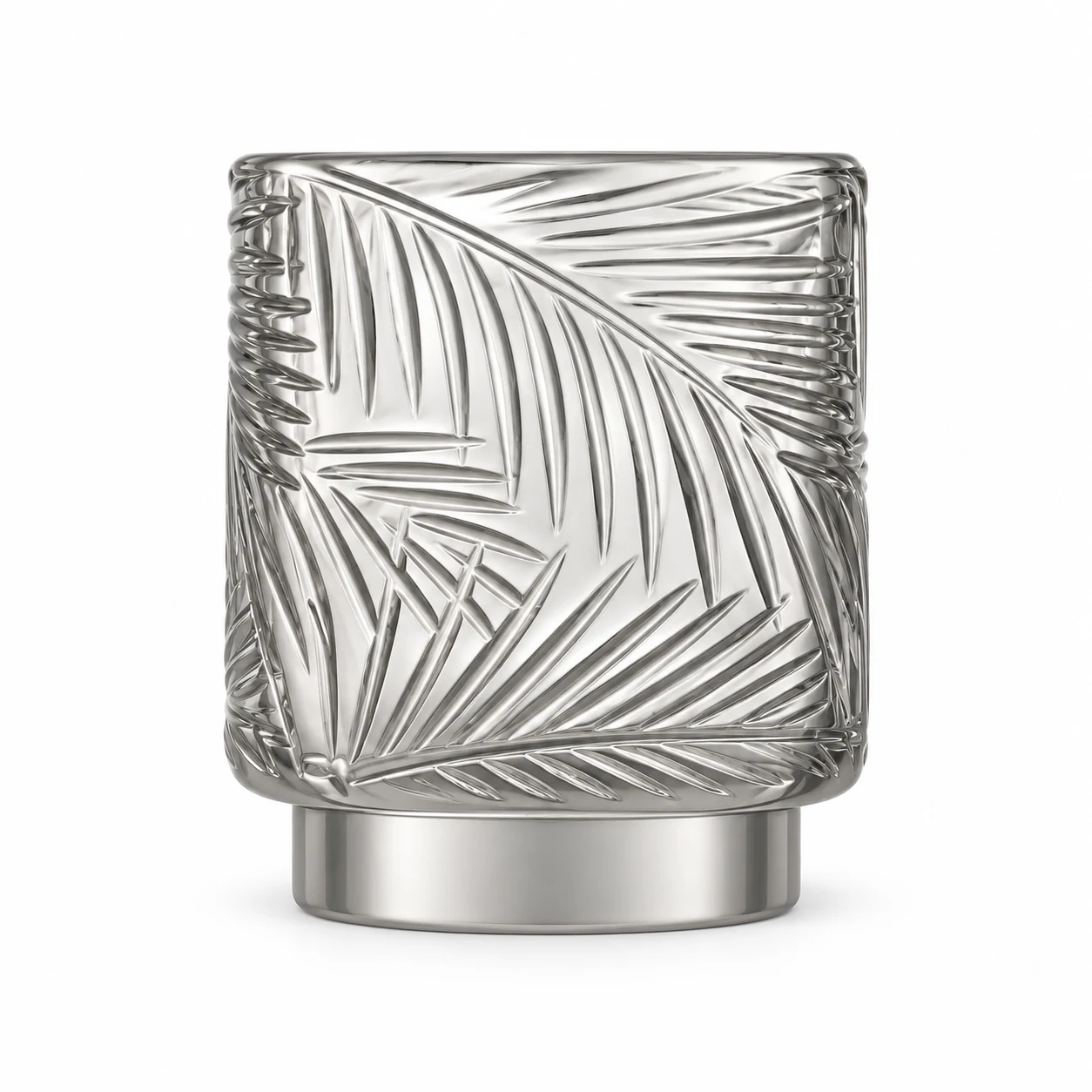 180ml Leaf-Pattern Pedestal Glass Candle Jar - VSS-CJ-059 — silver