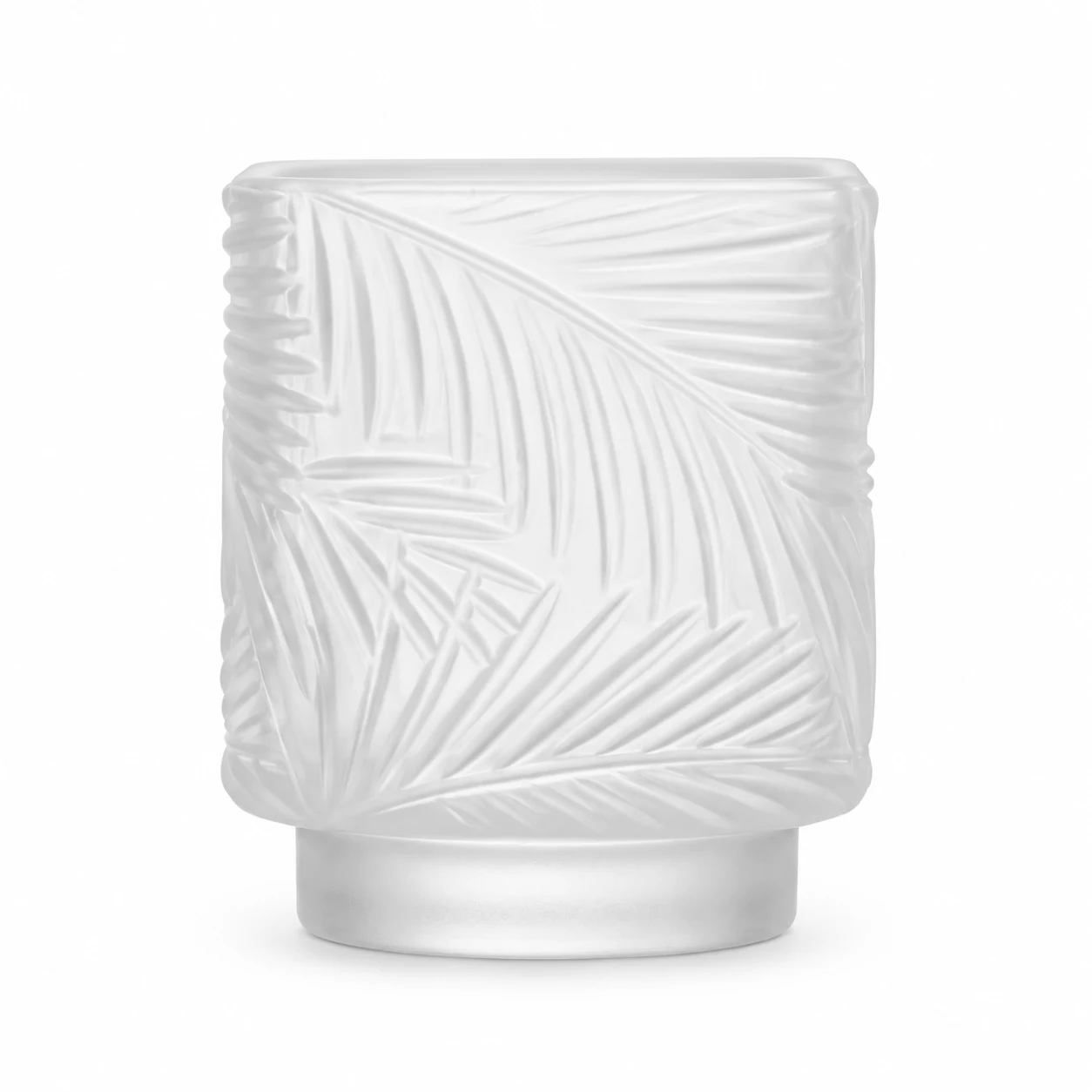 180ml Leaf-Pattern Pedestal Glass Candle Jar - VSS-CJ-059 — white