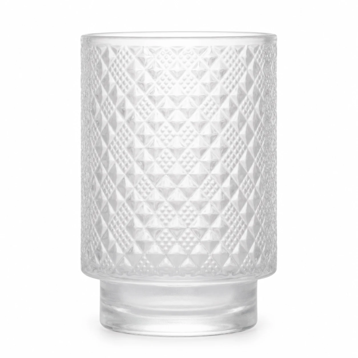 Diamond-Pattern Pedestal Glass Candle Jar (VSS-CJ-060) — frosted