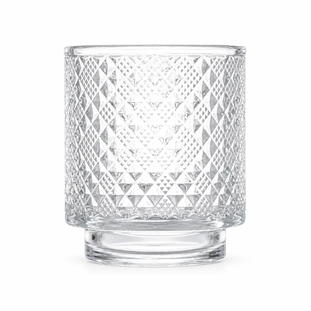 Diamond-Pattern Pedestal Glass Candle Jar (VSS-CJ-061) — clear