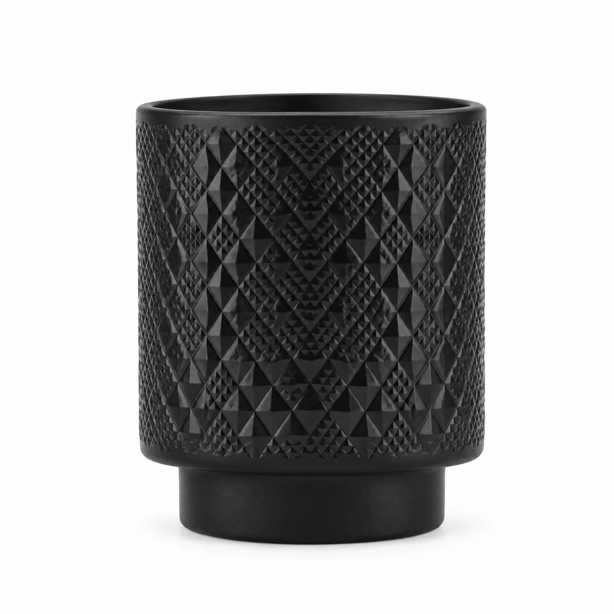 Diamond-Pattern Pedestal Glass Candle Jar (VSS-CJ-061) — black