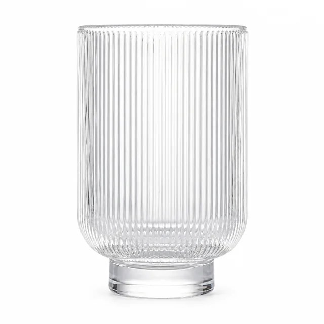 450ml Fine-Ribbed Pedestal Glass Candle Jar - VSS-CJ-062 — clear