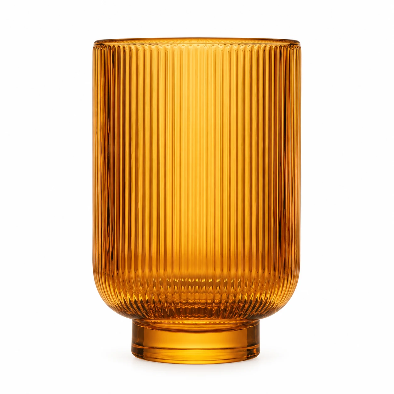 450ml Fine-Ribbed Pedestal Glass Candle Jar - VSS-CJ-062 — amber