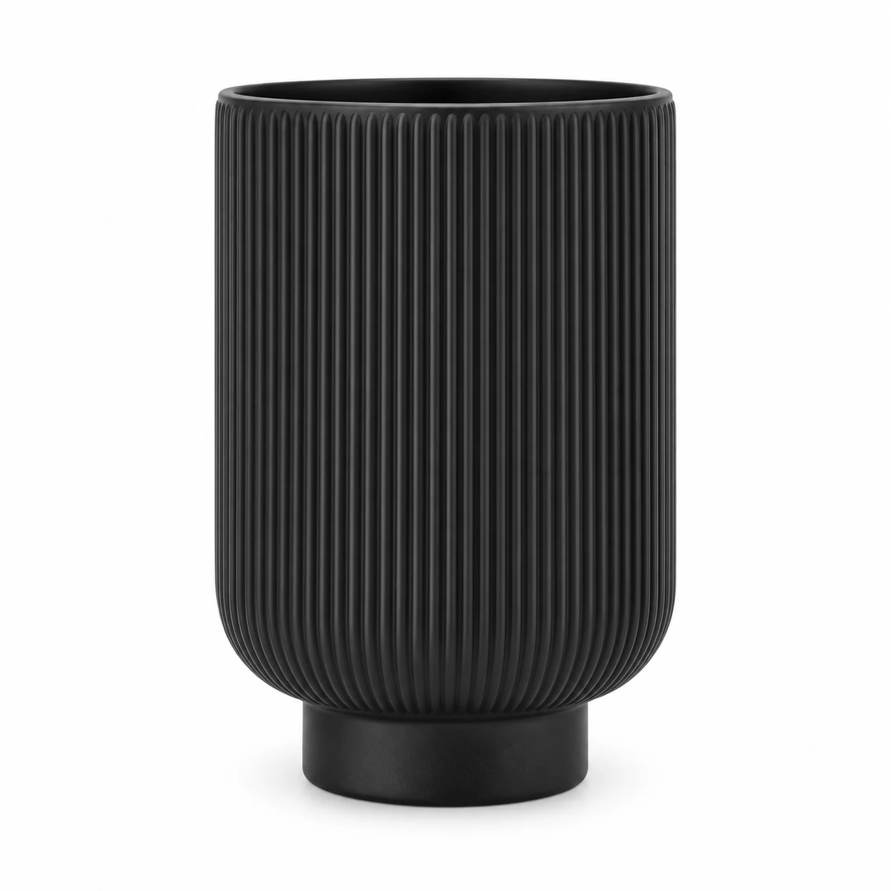 450ml Fine-Ribbed Pedestal Glass Candle Jar - VSS-CJ-062 — black