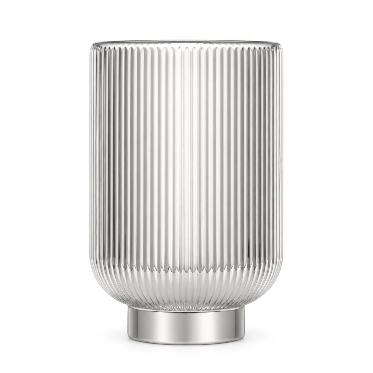 450ml Fine-Ribbed Pedestal Glass Candle Jar - VSS-CJ-062 — silver