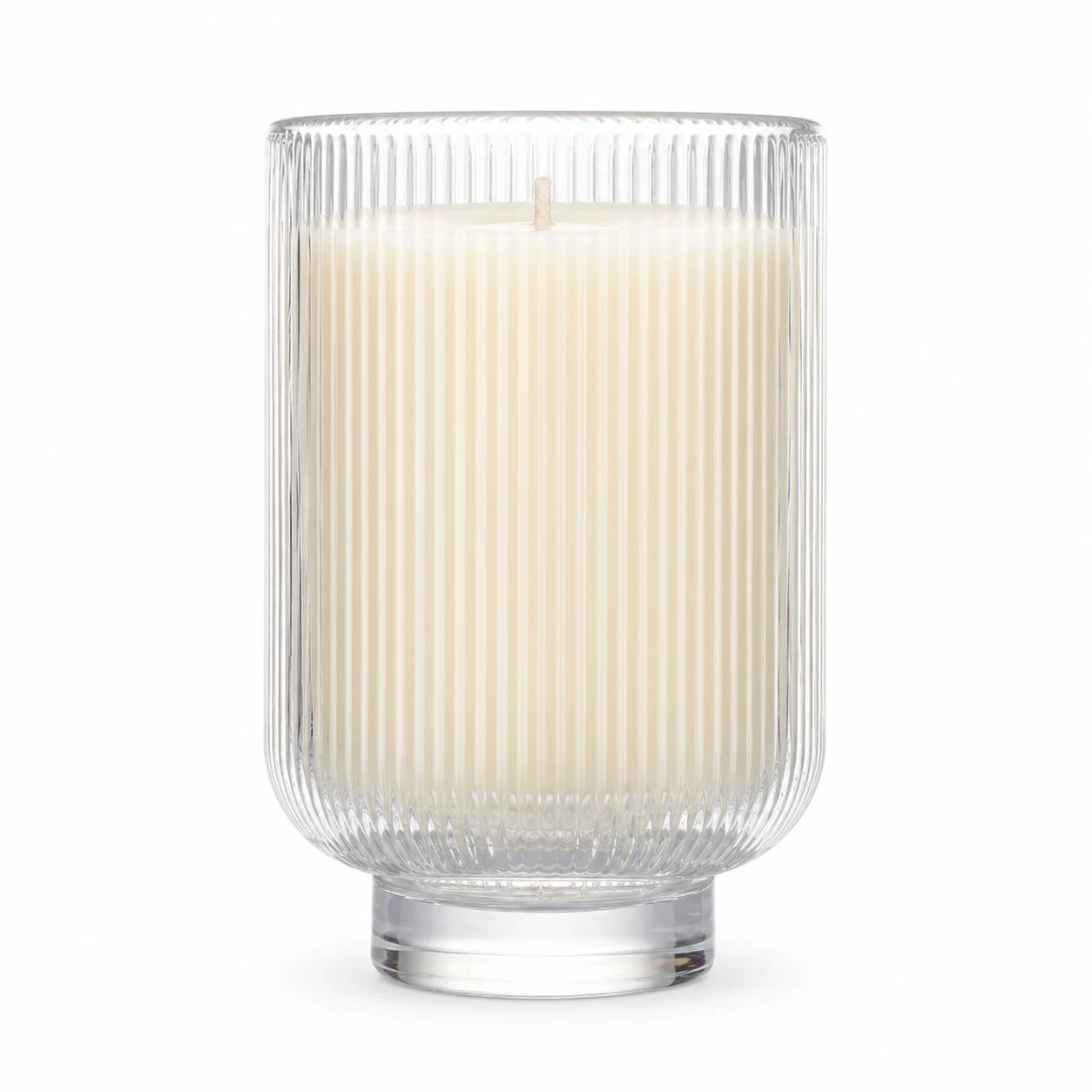 450ml Fine-Ribbed Pedestal Glass Candle Jar - VSS-CJ-062 — clear wax