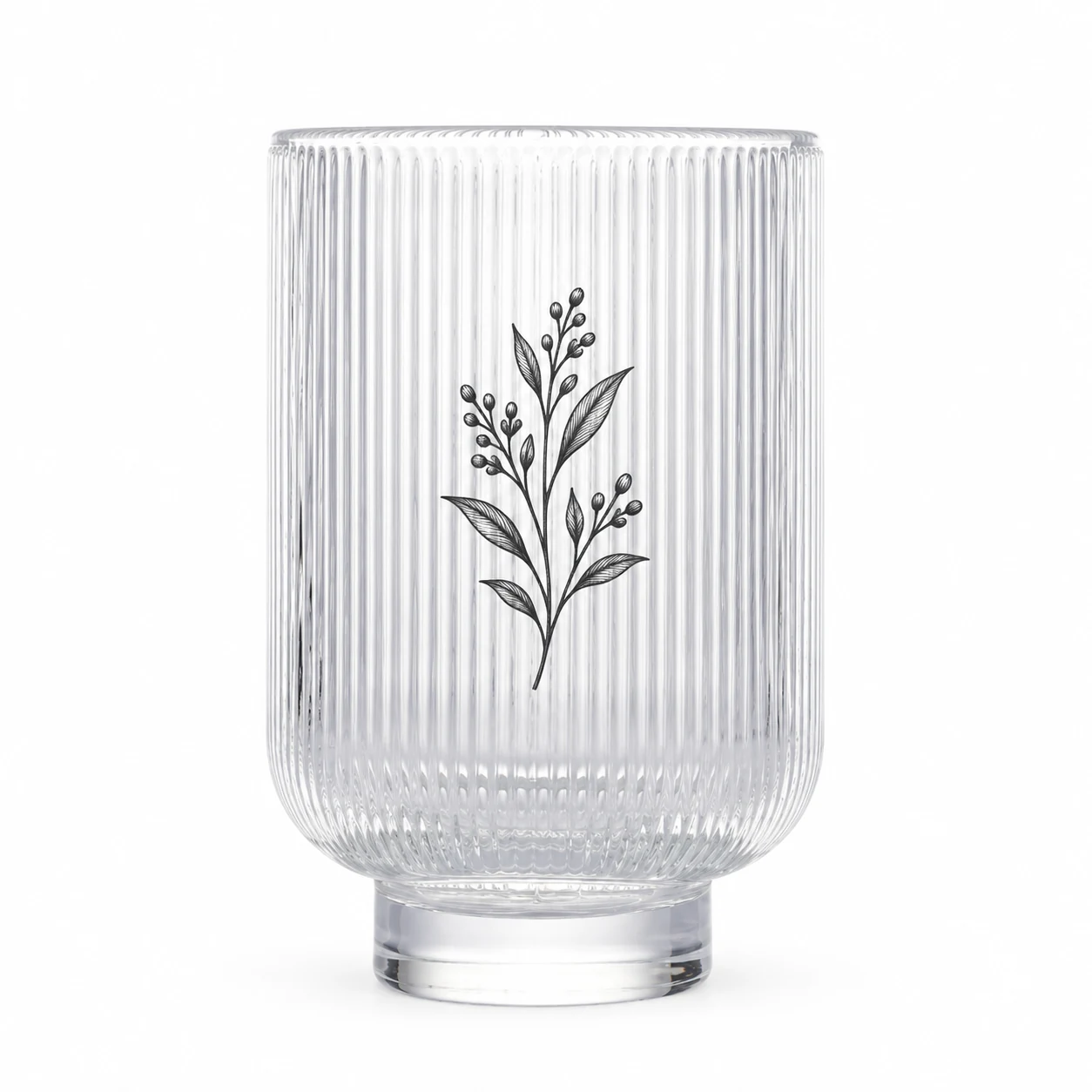 450ml Fine-Ribbed Pedestal Glass Candle Jar - VSS-CJ-062 — screen printing
