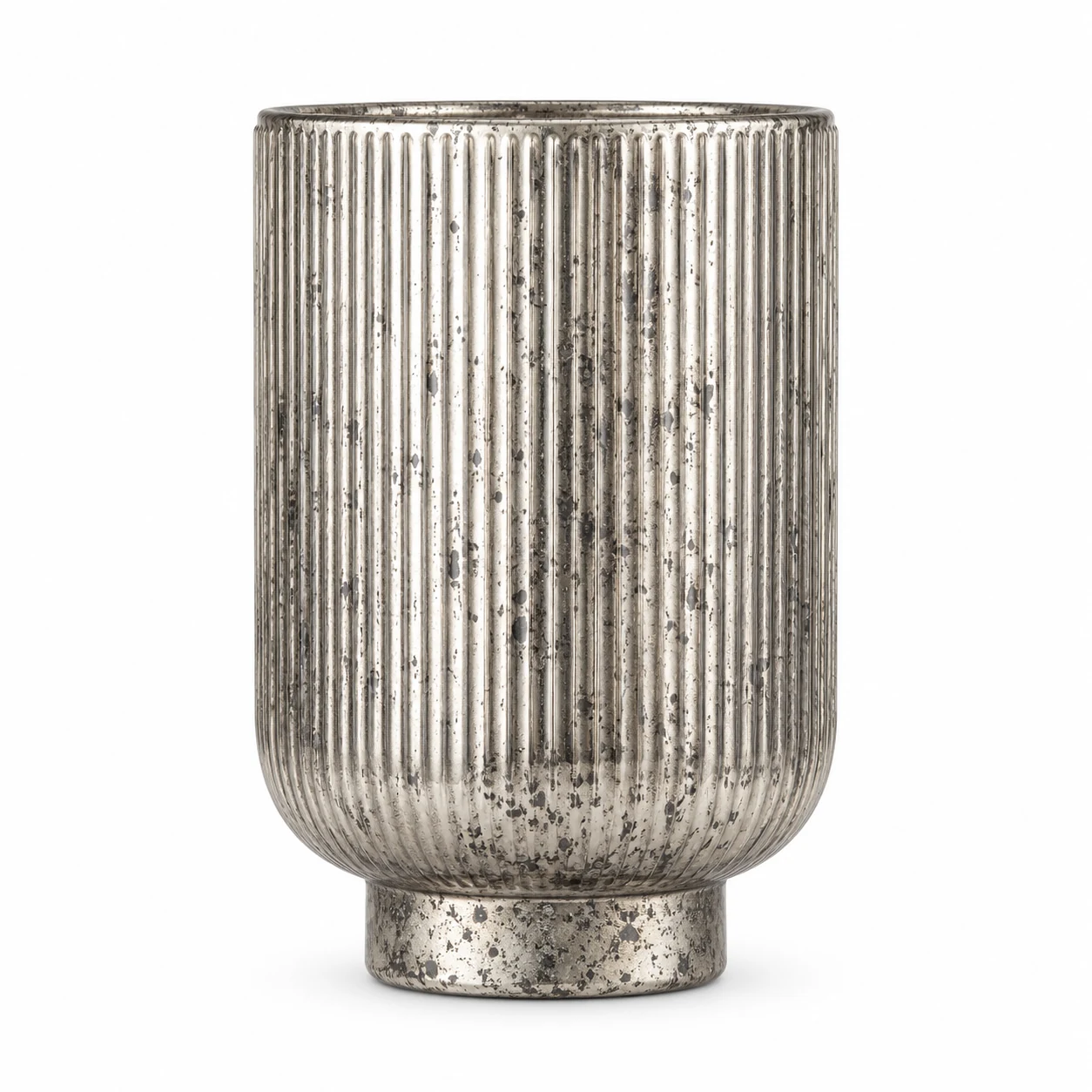 450ml Fine-Ribbed Pedestal Glass Candle Jar - VSS-CJ-062 — silver corroded