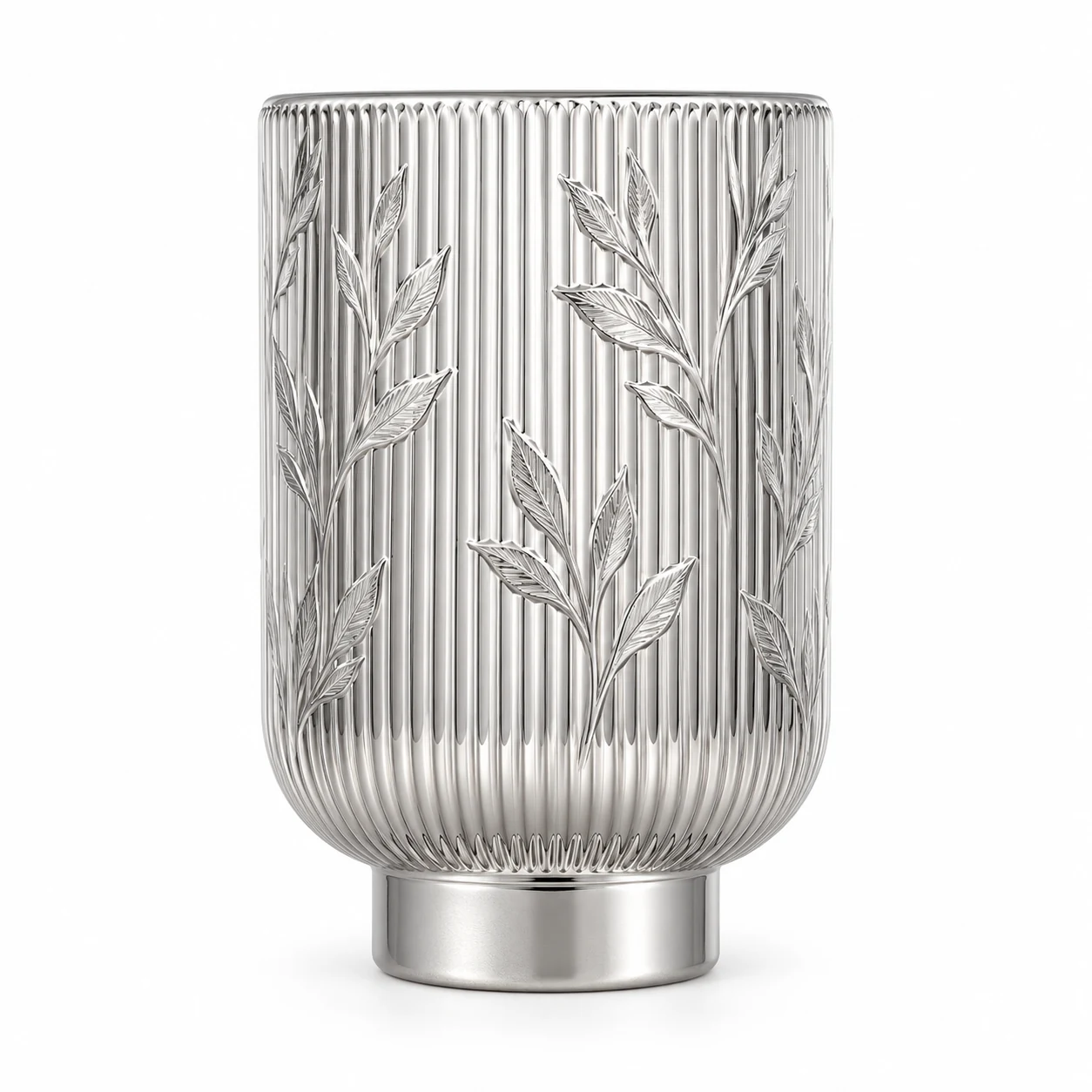 450ml Fine-Ribbed Pedestal Glass Candle Jar - VSS-CJ-062 — silver engraved
