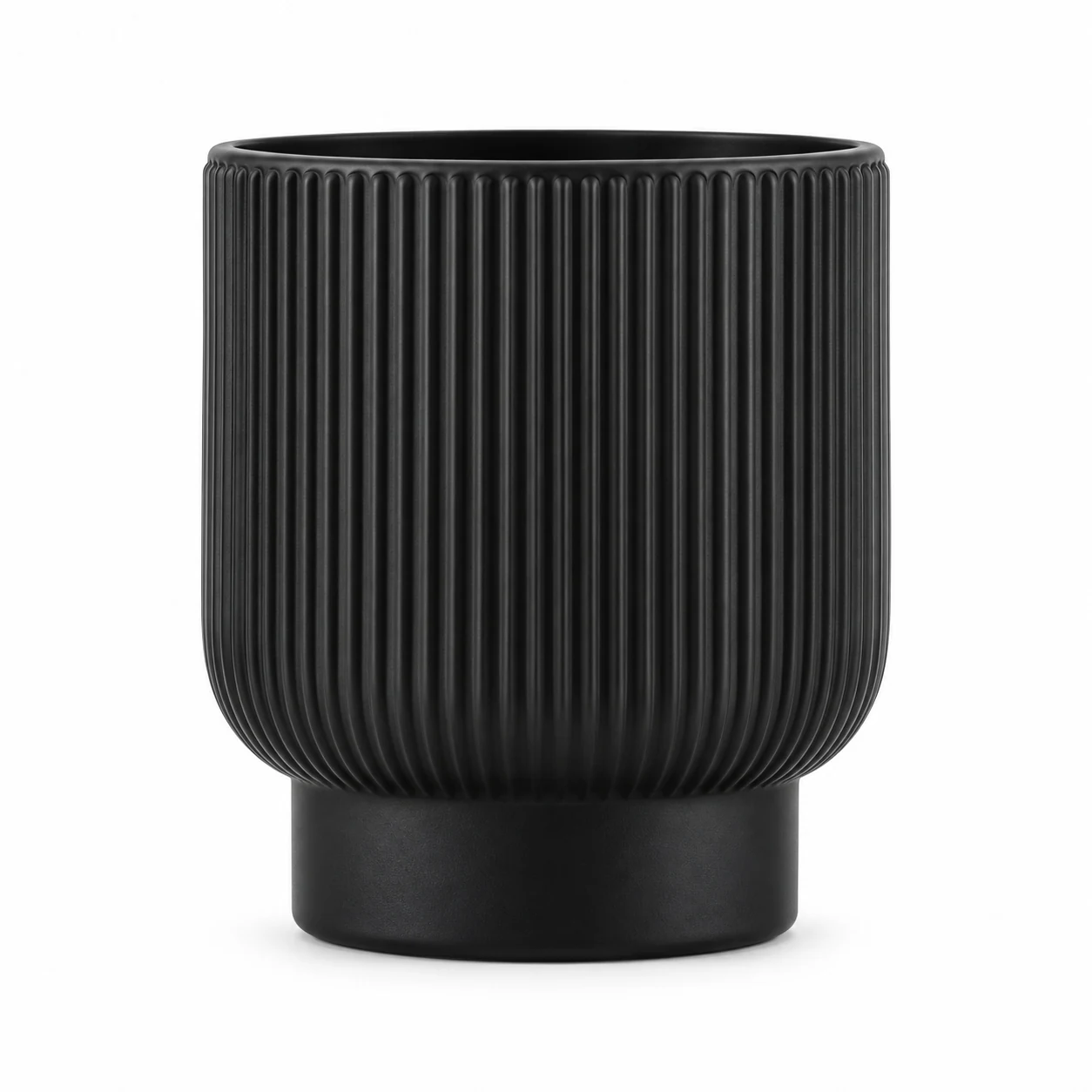 180ml Fine-Ribbed Pedestal Glass Candle Jar - VSS-CJ-063 — black