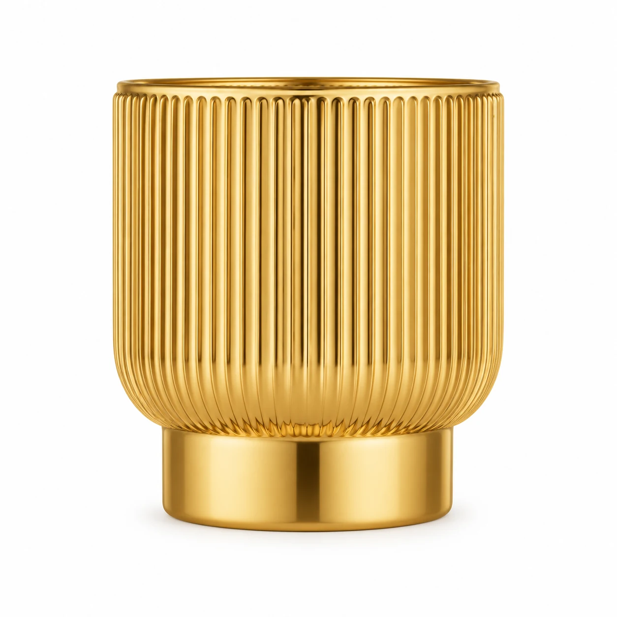 180ml Fine-Ribbed Pedestal Glass Candle Jar - VSS-CJ-063 — gold