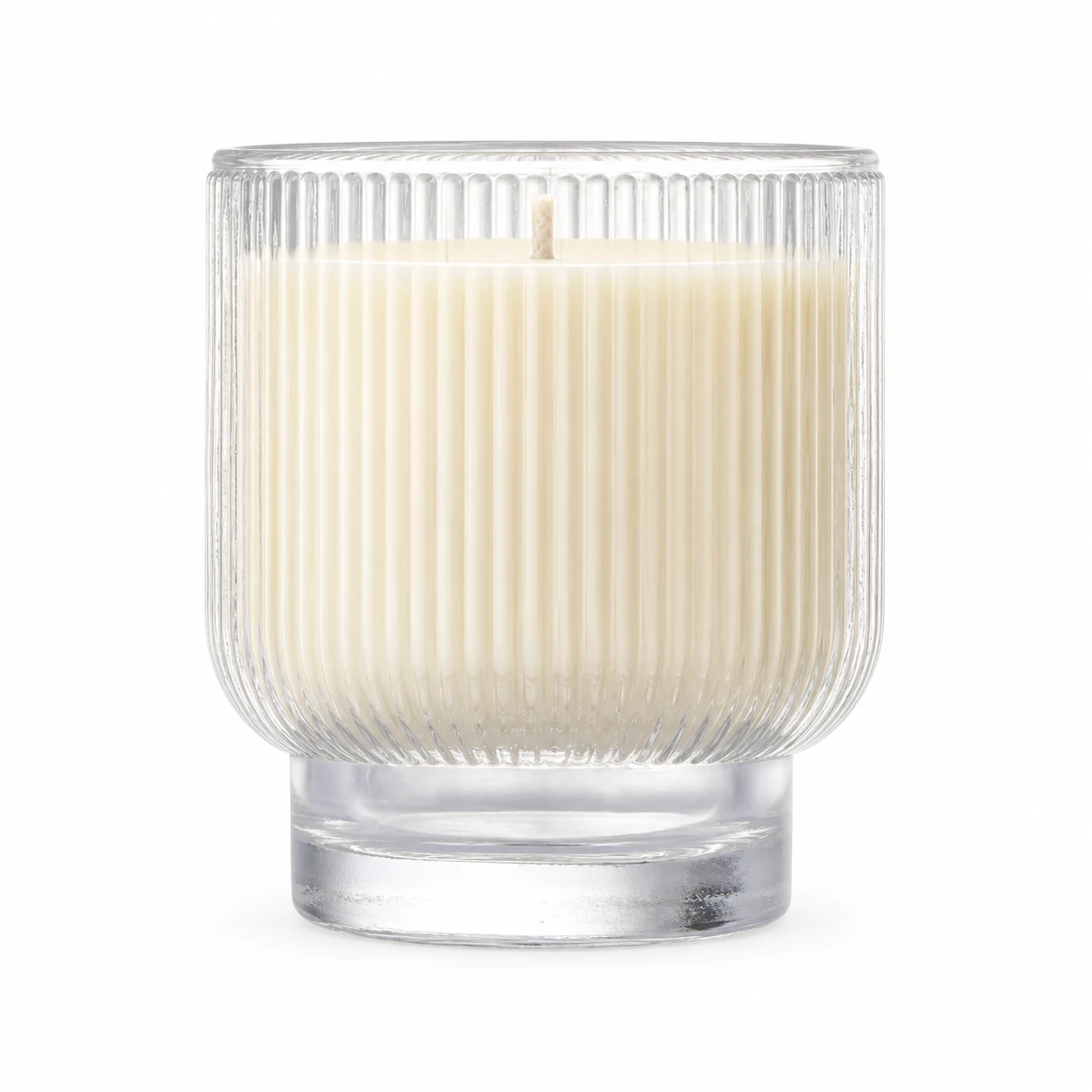 180ml Fine-Ribbed Pedestal Glass Candle Jar - VSS-CJ-063 — clear wax