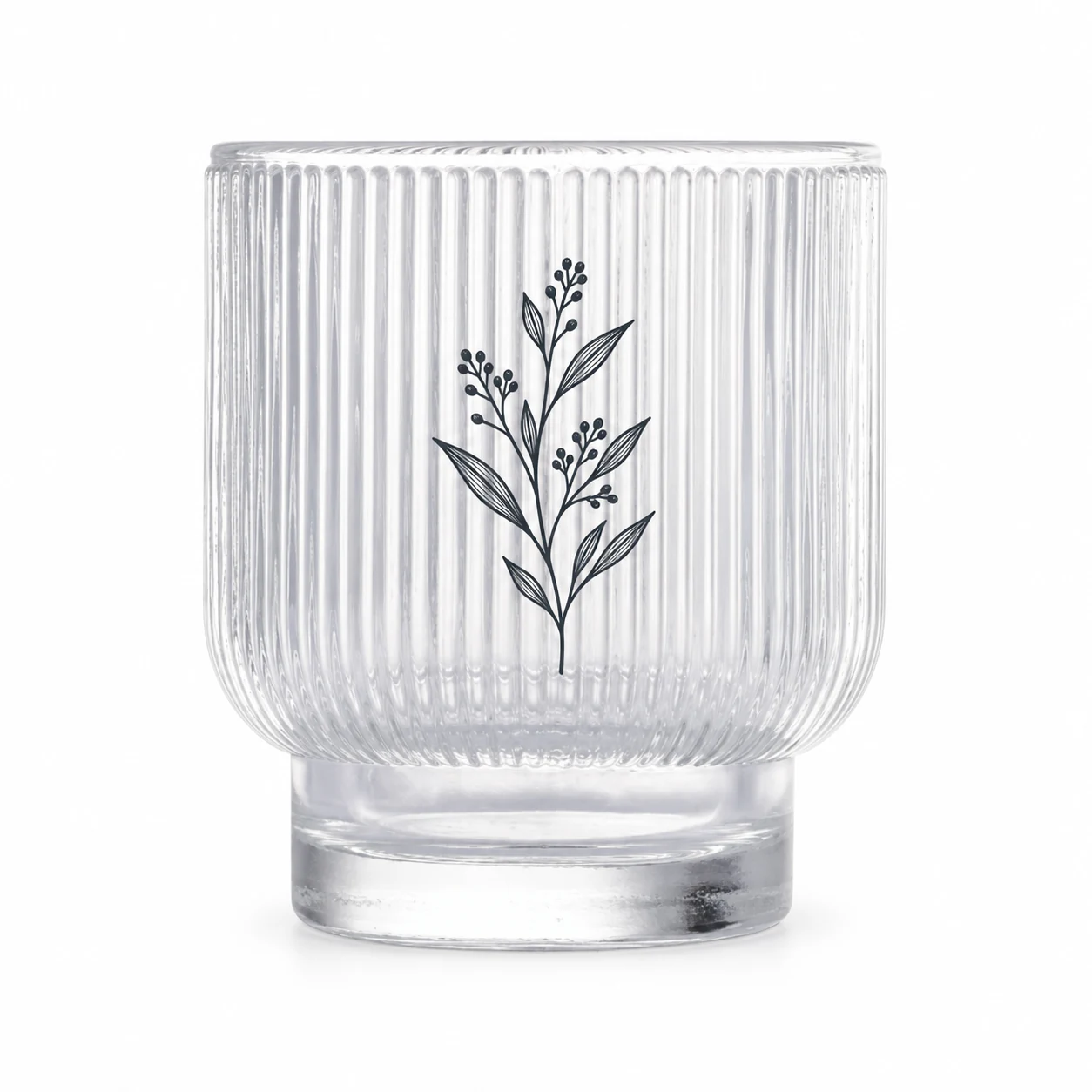 180ml Fine-Ribbed Pedestal Glass Candle Jar - VSS-CJ-063 — screen printing