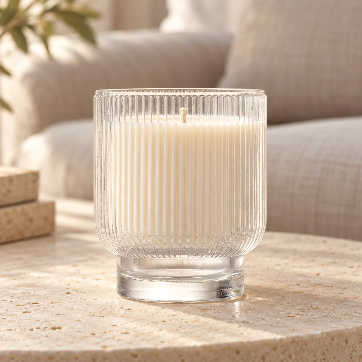 180ml Fine-Ribbed Pedestal Glass Candle Jar - VSS-CJ-063 — lifestyle 01