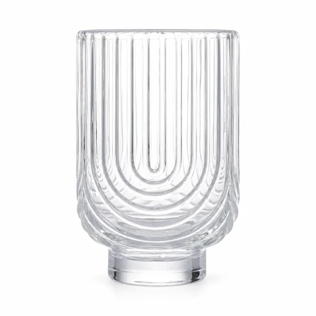 450ml Arch-Pattern Pedestal Glass Candle Jar - VSS-CJ-064 — clear