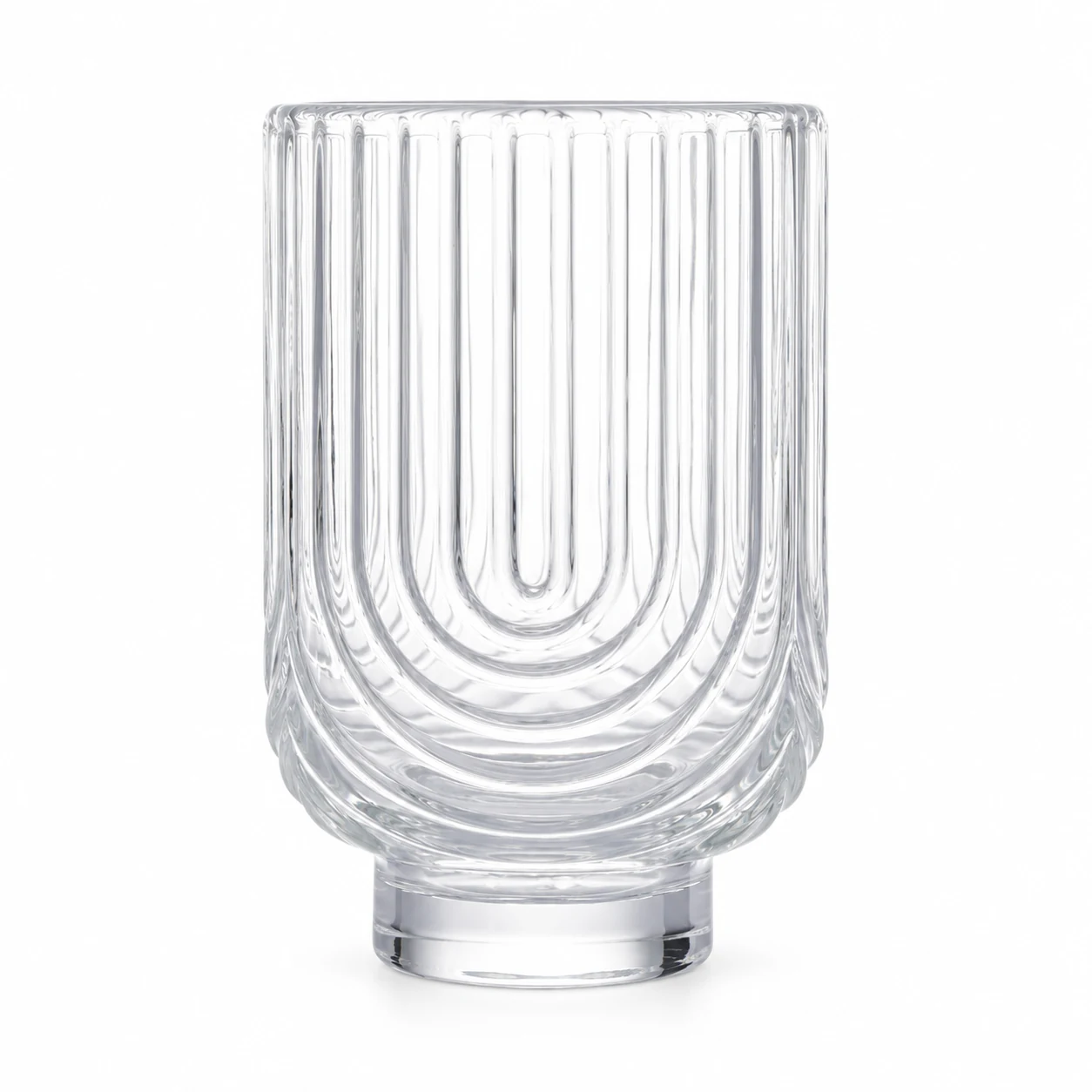 450ml Arch-Pattern Pedestal Glass Candle Jar - VSS-CJ-064 — clear