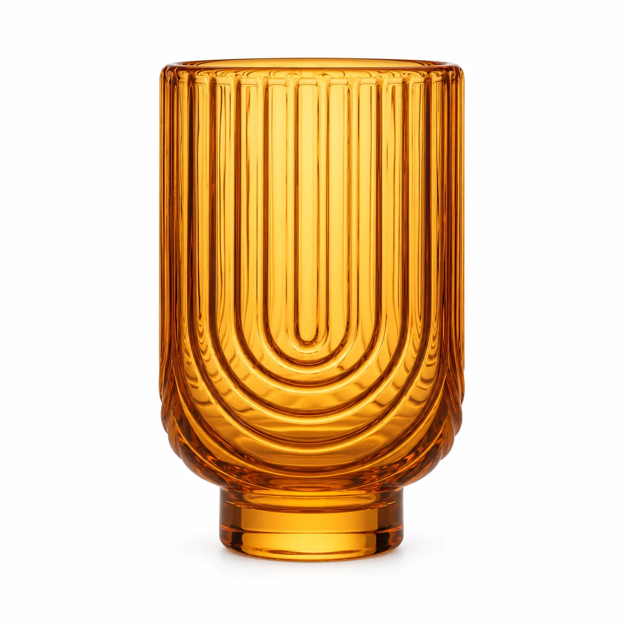 450ml Arch-Pattern Pedestal Glass Candle Jar - VSS-CJ-064 — amber