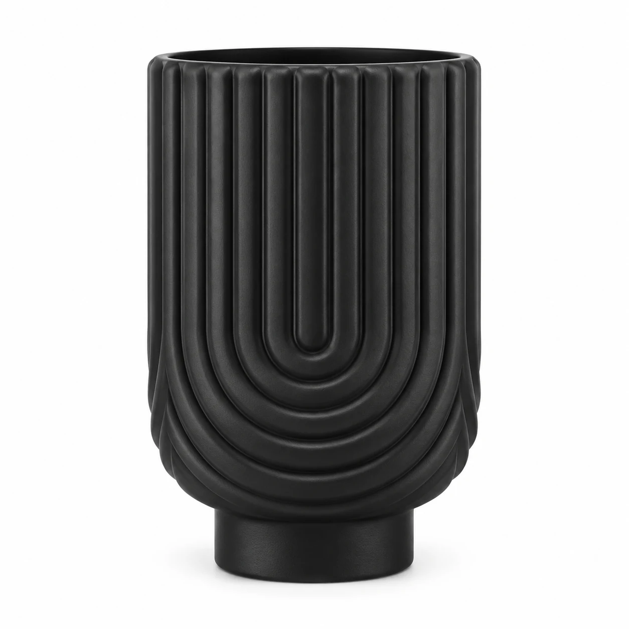 450ml Arch-Pattern Pedestal Glass Candle Jar - VSS-CJ-064 — black