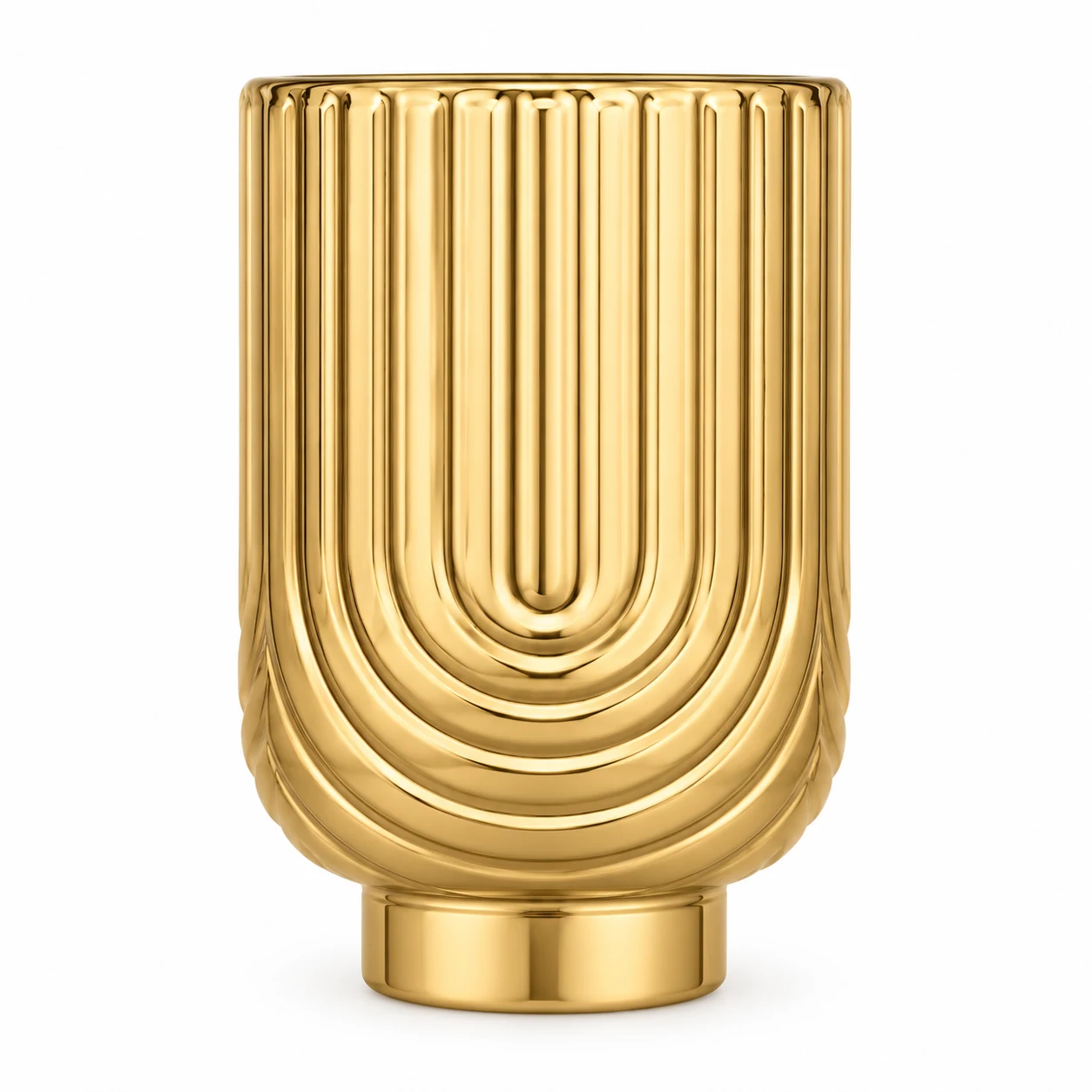 450ml Arch-Pattern Pedestal Glass Candle Jar - VSS-CJ-064 — gold
