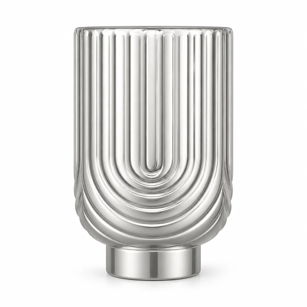 450ml Arch-Pattern Pedestal Glass Candle Jar - VSS-CJ-064 — silver