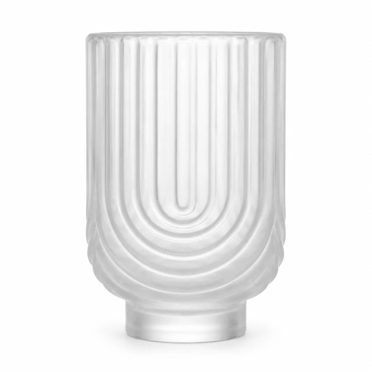 450ml Arch-Pattern Pedestal Glass Candle Jar - VSS-CJ-064 — frosted