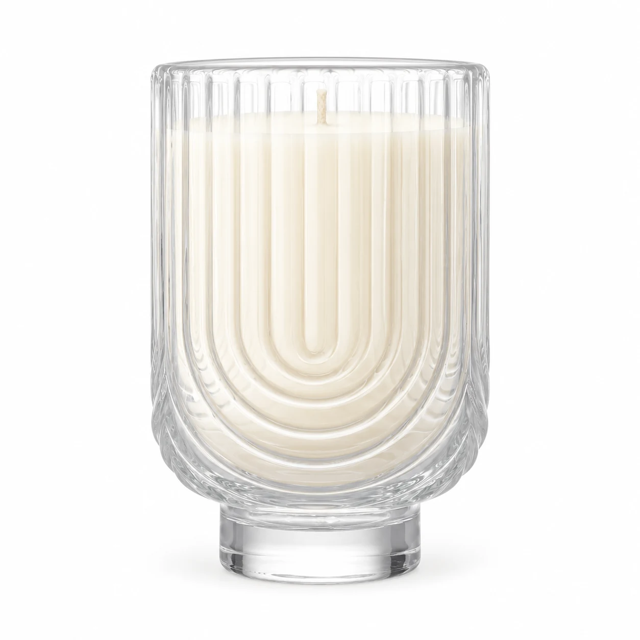 450ml Arch-Pattern Pedestal Glass Candle Jar - VSS-CJ-064 — clear wax