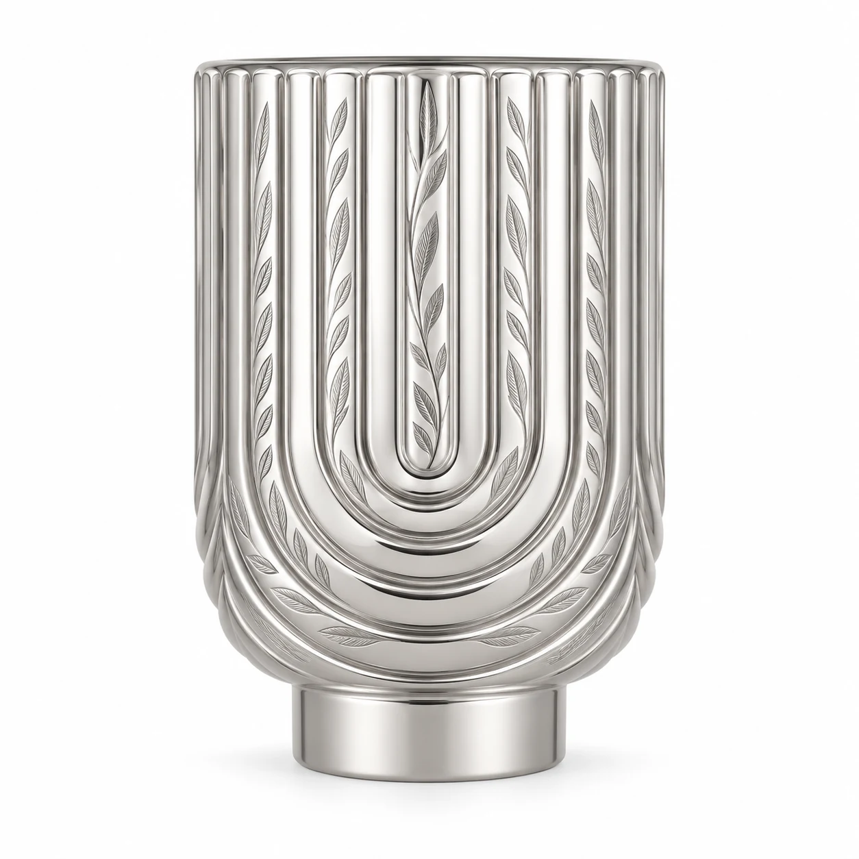 450ml Arch-Pattern Pedestal Glass Candle Jar - VSS-CJ-064 — silver engraved