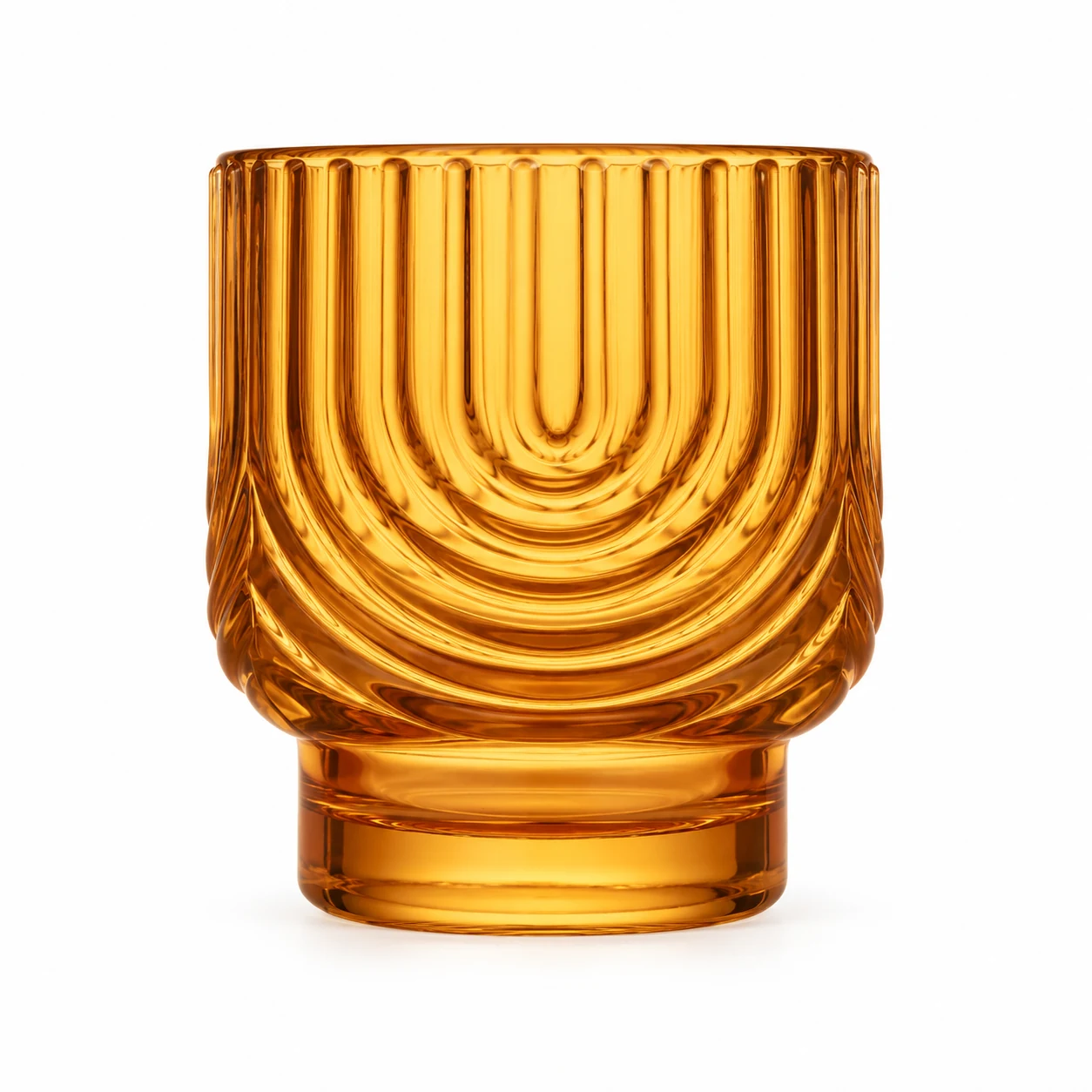 180ml Arch-Pattern Pedestal Glass Candle Jar - VSS-CJ-065 — amber