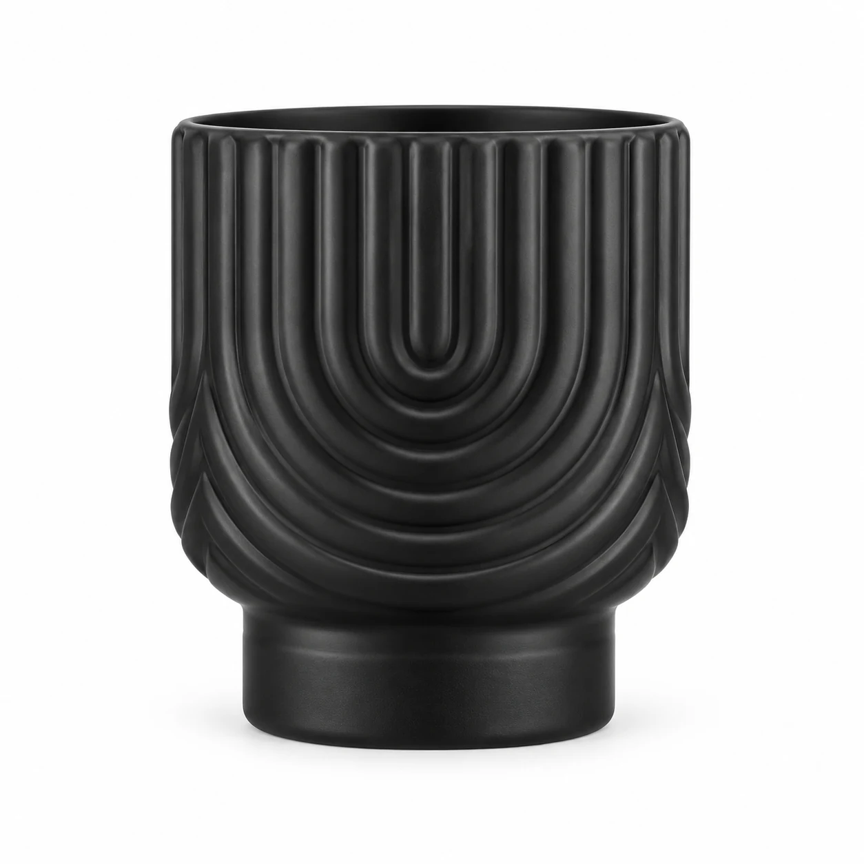 180ml Arch-Pattern Pedestal Glass Candle Jar - VSS-CJ-065 — black