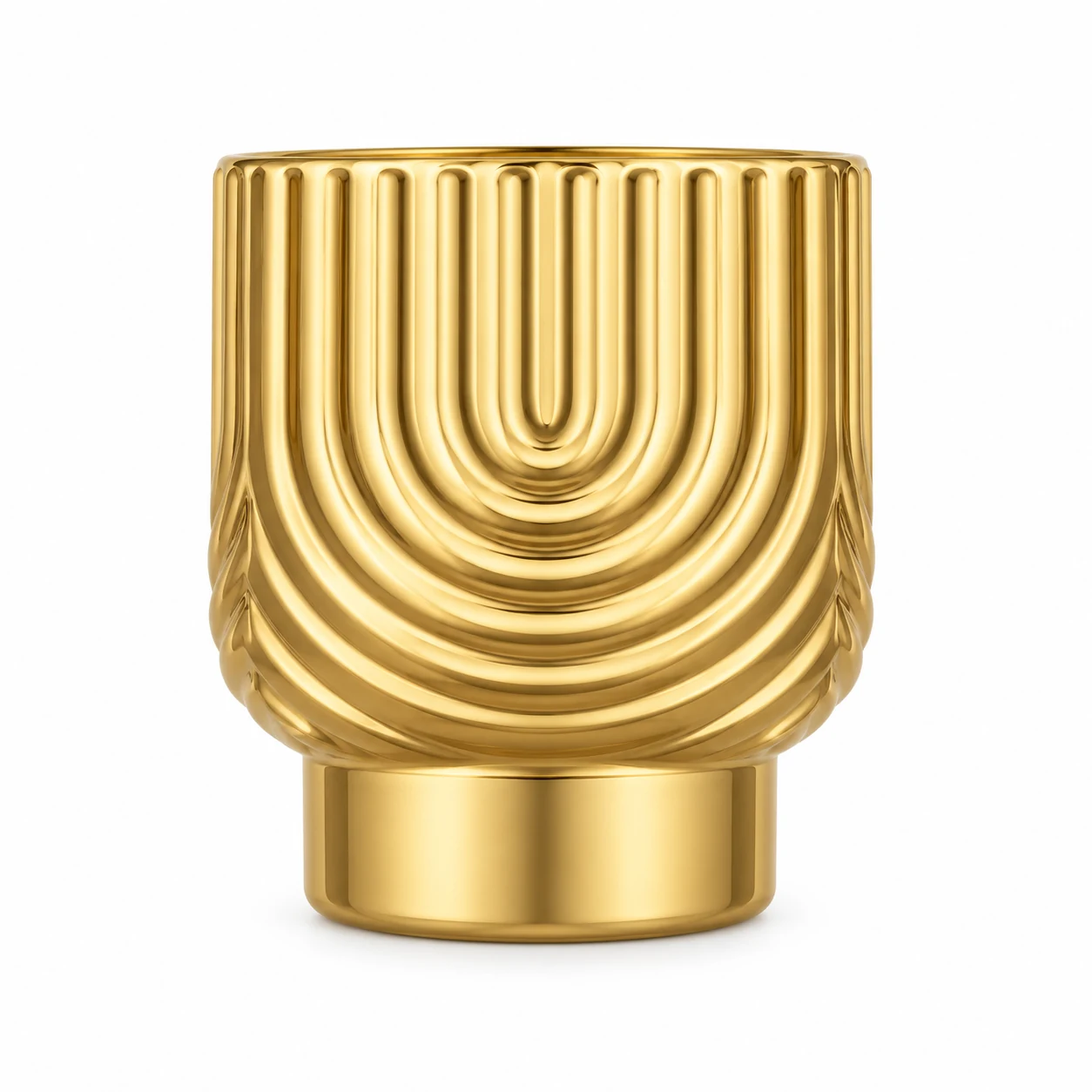 180ml Arch-Pattern Pedestal Glass Candle Jar - VSS-CJ-065 — gold