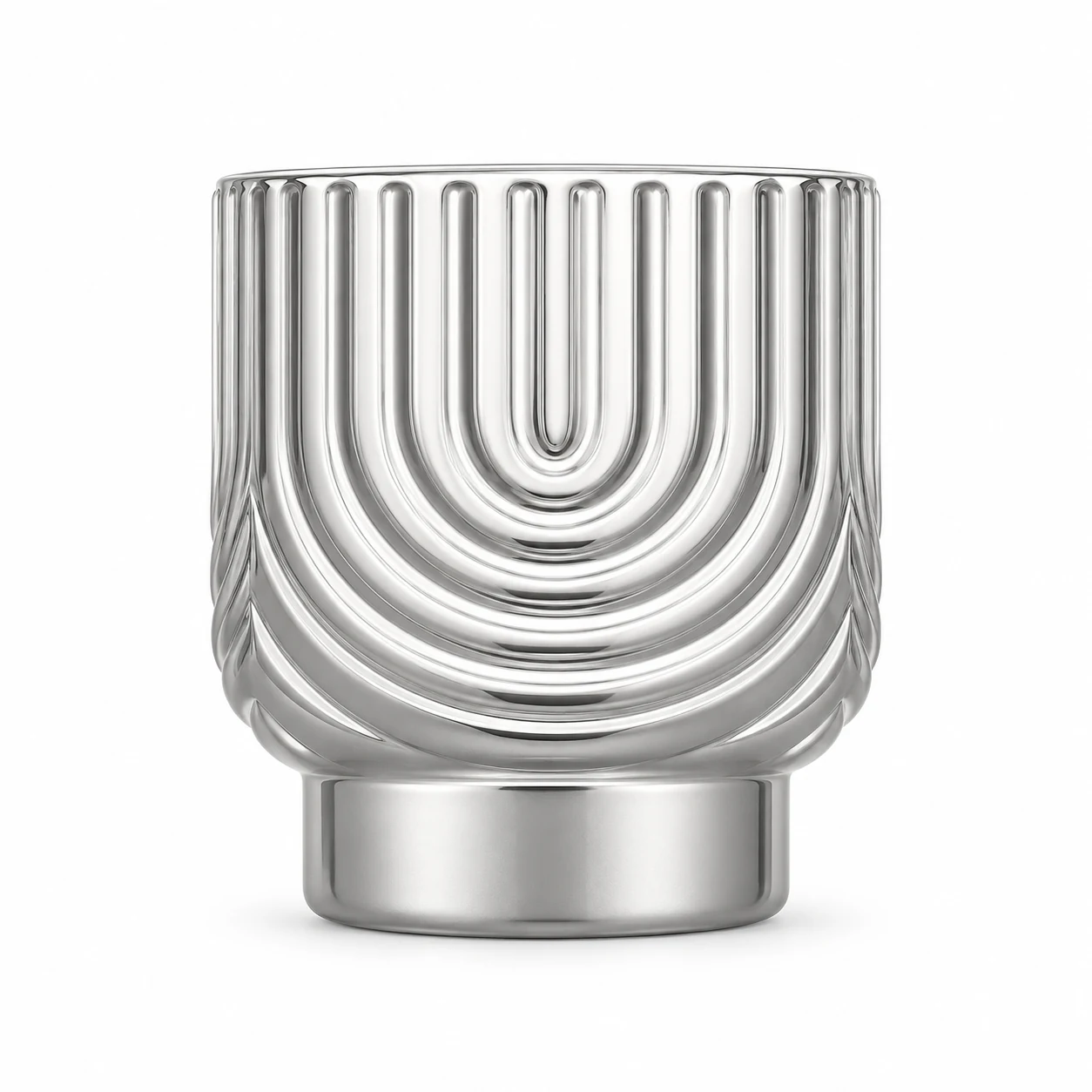 180ml Arch-Pattern Pedestal Glass Candle Jar - VSS-CJ-065 — silver